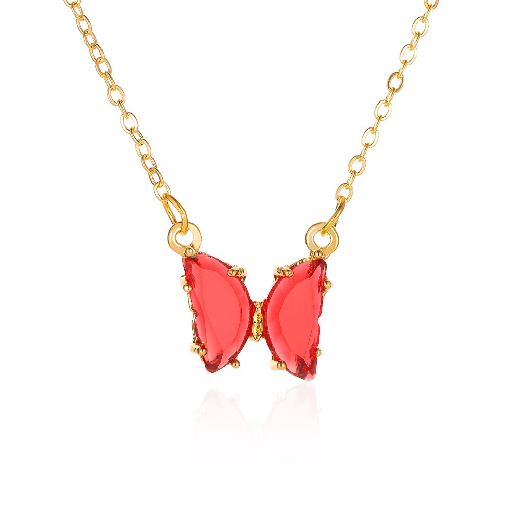 Red Glass Butterfly Necklace